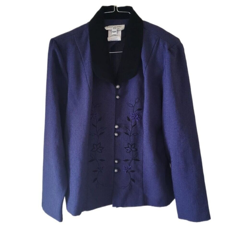 Miss Dorby Purple Embroidered Floral Blazer